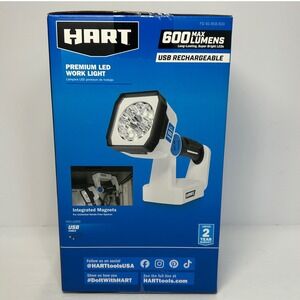 HART 600 Lumens Premium LED Work Light USB Rechargeable Magnetic Base Spotlight